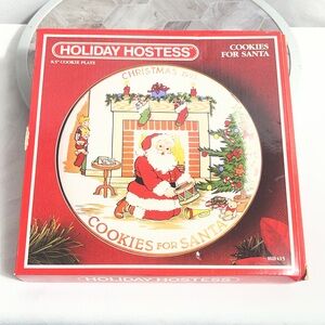 Vintage 1993 Holiday Hostess Cookies for Santa Christmas Plate w Box